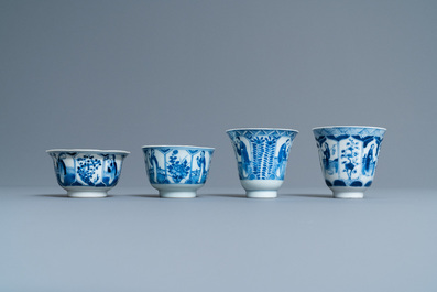 Forty-six Chinese blue and white cups and twenty-five saucers with 'Long Eliza', various marks, 19th C.
