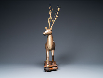 A Chinese cloisonn&eacute; model of a deer, 19/20th C.