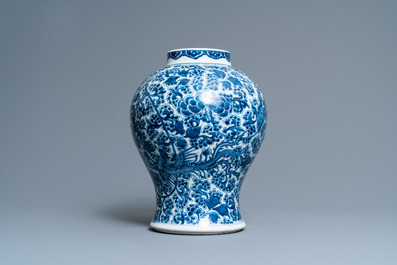 A Chinese blue and white 'phoenixes' vase, Kangxi