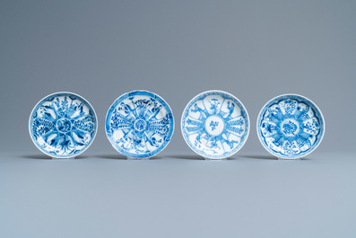 Forty-six Chinese blue and white cups and twenty-five saucers with 'Long Eliza', various marks, 19th C.