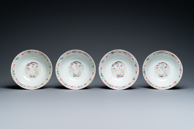 Four Chinese famille rose bowls for the Straits or Peranakan market, 19th C.