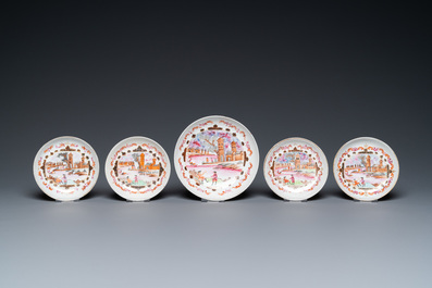 A Chinese famille rose 15-piece 'Peter the Great' tea service, Qianlong
