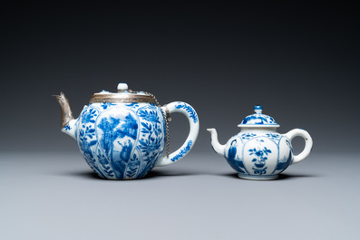 Two Chinese blue and white teapots and covers, Kangxi