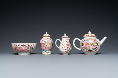 A Chinese famille rose 15-piece 'Peter the Great' tea service, Qianlong