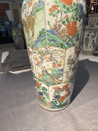A pair of Chinese famille verte 'mythical animals' vases, Kangxi
