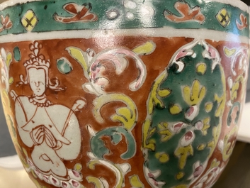 A large Chinese 'Bencharong' bowl and cover for the Thai market, mid 18th C.