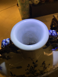 A large Chinese blue and white moonflask 'deer' vase, Qianlong mark and of the period