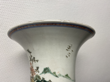 A Chinese famille verte 'yenyen' vase with a landscape, Kangxi