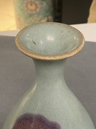 A Chinese 'yuhuchunping' junyao-glazed vase, probably Yuan or Song