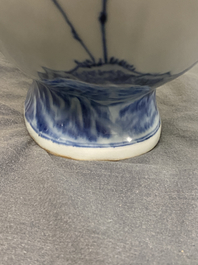 A large Chinese blue and white moonflask 'deer' vase, Qianlong mark and of the period