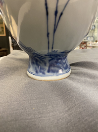 A large Chinese blue and white moonflask 'deer' vase, Qianlong mark and of the period