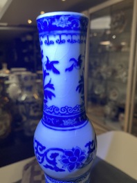 A Chinese blue and white bottle vase in Transitional style, Kangxi