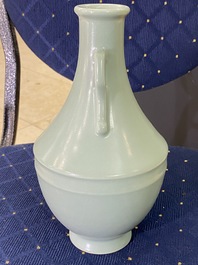 A Chinese monochrome celadon vase, Qianlong mark, Republic