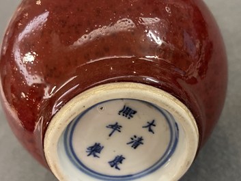 A Chinese langyao-glazed bottle vase, Kangxi mark, 19/20th C.