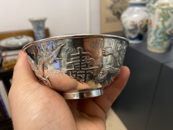 Twelve Chinese silver 'dragon and phoenix' bowls, Republic