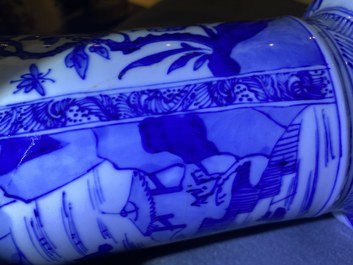 A Chinese blue and white 'yenyen' vase with landscapes and floral panels, Kangxi