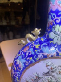 Six vases et une bo&icirc;te couverte en porcelaine de Chine, 19/20&egrave;me