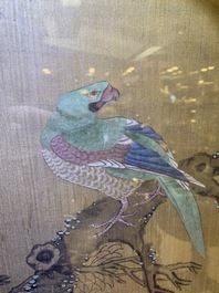 Chinese school, inkt en kleur op zijde: 'Landschap met vogels', 17/18e eeuw