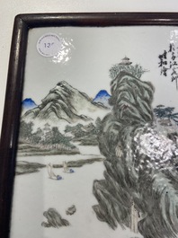 A Chinese qianjiang cai 'landscape' plaque, 19/20th C.