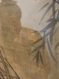 Ecole chinoise, encre et couleurs sur soie: 'Canards et oiseaux au bord d'une rivi&egrave;re', fin du Ming/d&eacute;but du Qing