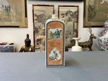 A Chinese square famille verte bottle, Kangxi