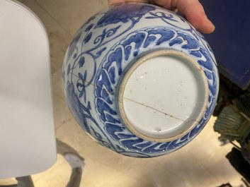 Two Chinese blue and white bowls, Kangxi and Wanli