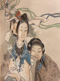 Qian Huian (1833-1911), encre et couleurs sur papier: 'Fugui shoukao, d'apr&egrave;s Wen Anguo', 19&egrave;me