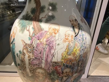 A large Chinese famille rose 'immortals' vase, Republic