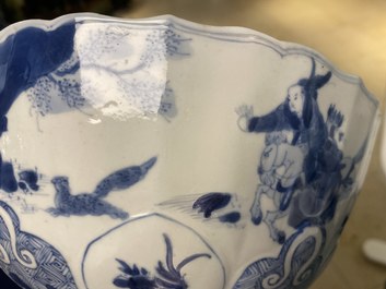 Two Chinese blue and white bowls, Kangxi and Wanli