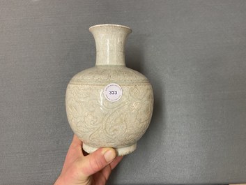 A Chinese qingbai vase with incised floral design, Song
