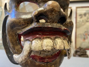 A polychromed wooden mask, Java, Indonesia, 19th C.