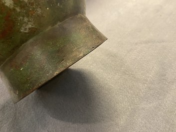 A Chinese archaistic bronze 'hu' vase with inscription, Ming