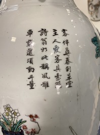 Een Chinese qianjiang cai vaas met tweezijdig decor, 19/20e eeuw