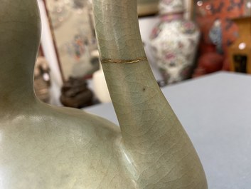 A Korean inlaid-celadon stoneware ewer, probably Goryeo, 13/14th C.