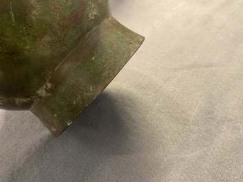 A Chinese archaistic bronze 'hu' vase with inscription, Ming