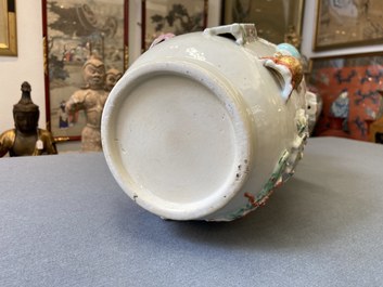 A Chinese famille rose vase with applied 'antiquities' design, Yongzheng