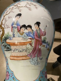 Three Chinese famille rose vases, Qianlong marks, Republic