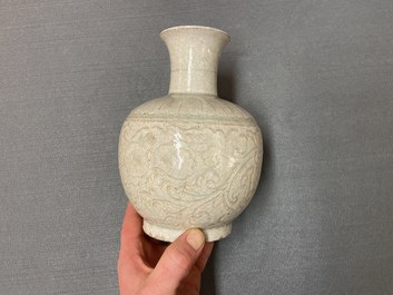 A Chinese qingbai vase with incised floral design, Song