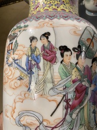 Drie Chinese famille rose vazen, Qianlong merken, Republiek