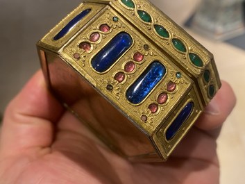 A Chinese embellished gilt-copper enamel snuff box and cover, Canton, Qianlong