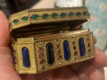 A Chinese embellished gilt-copper enamel snuff box and cover, Canton, Qianlong