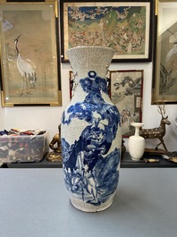 A Chinese blue and white Nanking crackle-glazed 'Li Tieguai' vase, 19th C.