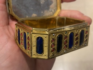 A Chinese embellished gilt-copper enamel snuff box and cover, Canton, Qianlong