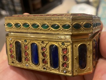 A Chinese embellished gilt-copper enamel snuff box and cover, Canton, Qianlong