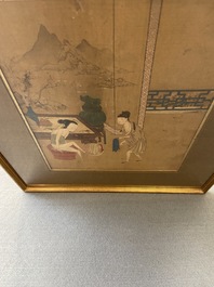 Ecole chinoise, encre et couleurs sur soie: Huit sc&egrave;nes &eacute;rotiques et romantiques, 18/19&egrave;me