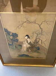 Ecole chinoise, encre et couleurs sur soie: Huit sc&egrave;nes &eacute;rotiques et romantiques, 18/19&egrave;me