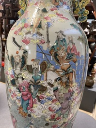 A Chinese famille rose 'immortals' vase, 19th C.