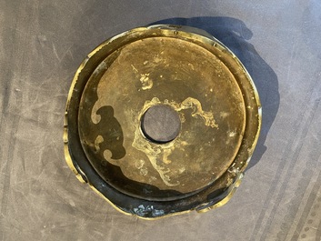 A large Chinese bronze censer and cover on stand, Xuande mark, 19th C.