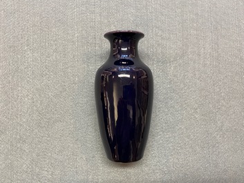 A Chinese monochrome aubergine-glazed vase, Kangxi
