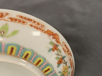 A Chinese famille rose 'bats and Shou' dish, Jiaqing mark and of the period